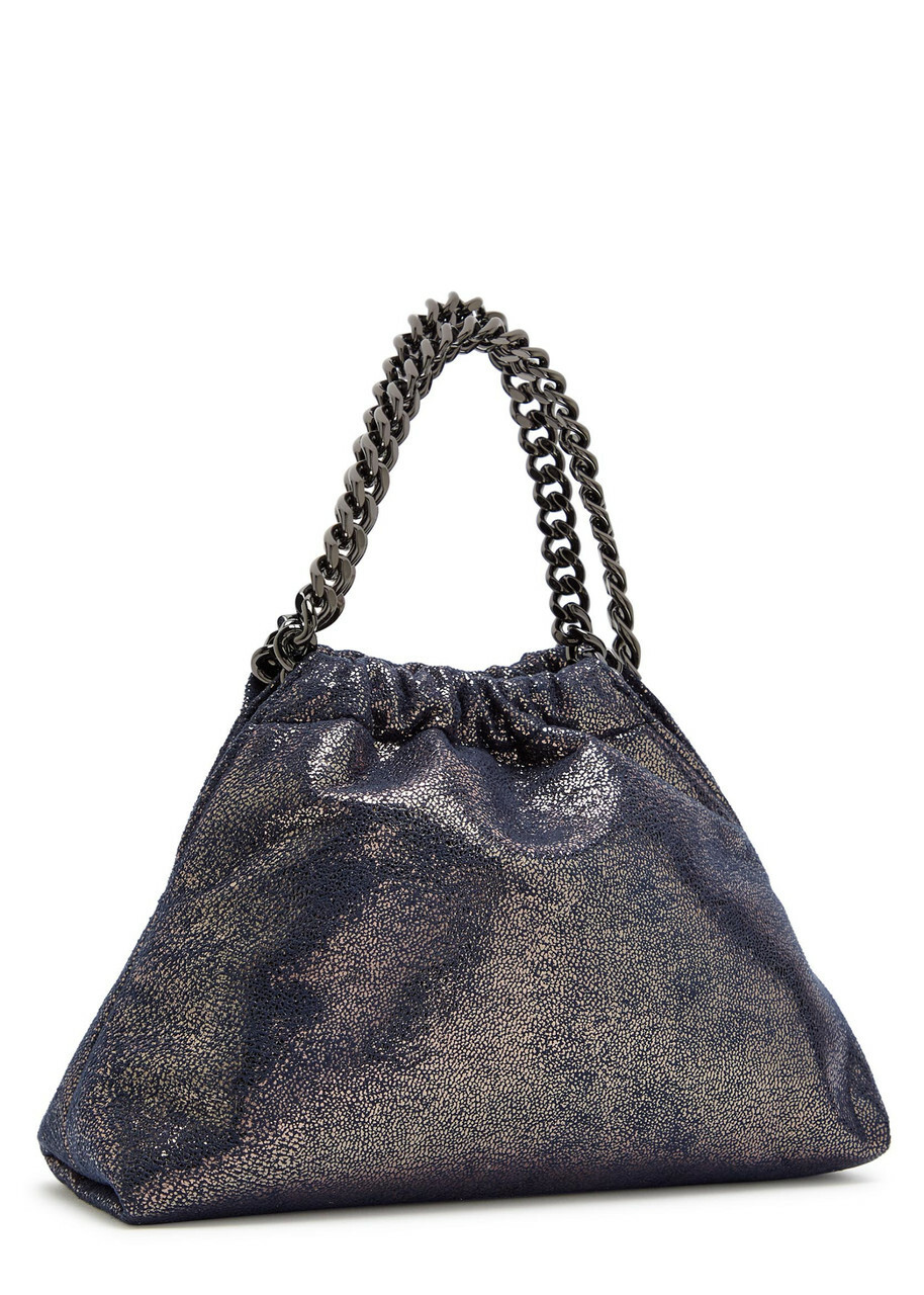 Stella Mccartney Falabella Mini Drawstring Metallic Faux Suede Tote bag - Navy - One Size
