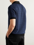 Mr P. - Striped Cotton Polo Shirt - Blue