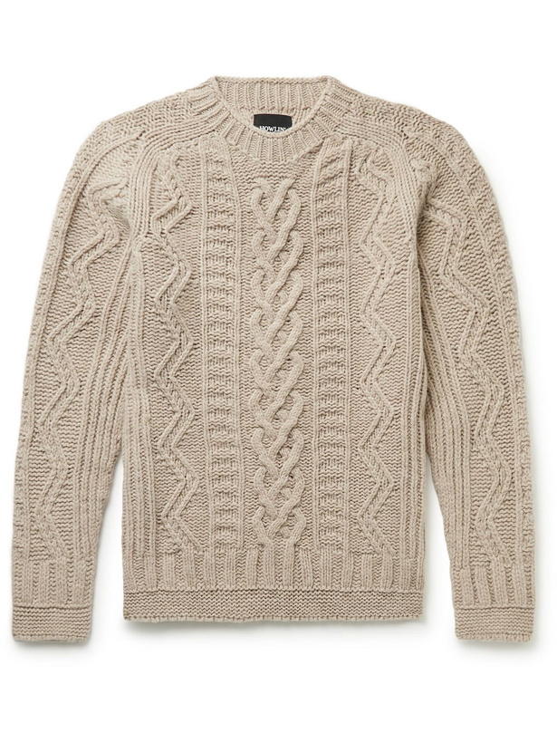 Photo: Howlin' - Super Cult Slim-Fit Cable-Knit Virgin Wool Sweater - Neutrals