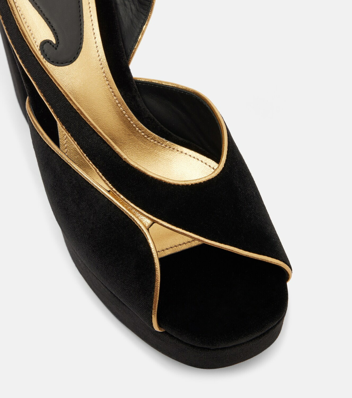 Etro Asymmetrical velvet platform sandals