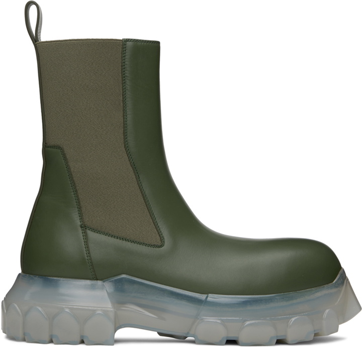 Photo: Rick Owens Green Beatle Bozo Tractor Chelsea Boots