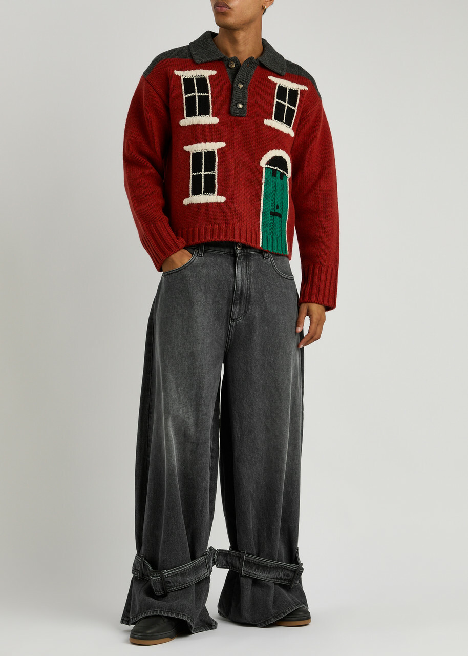 JW Anderson Buckled-cuff Wide-leg Jeans Grey JW Anderson