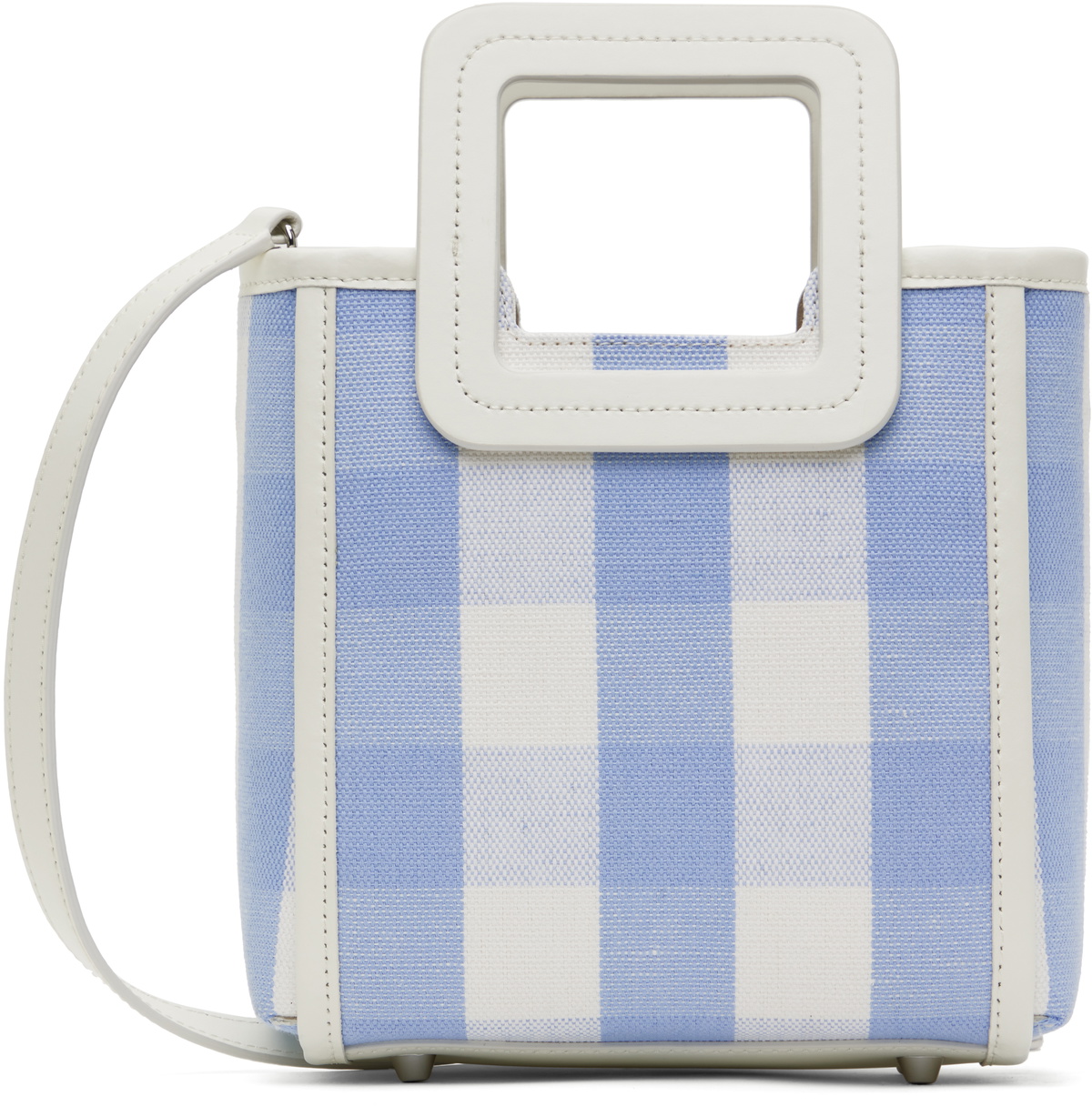 【関税込み】Staud ブルー&ホワイト ミニ Shirley バッグ Blue & White Mini Shirley Bag by Staud on Sale