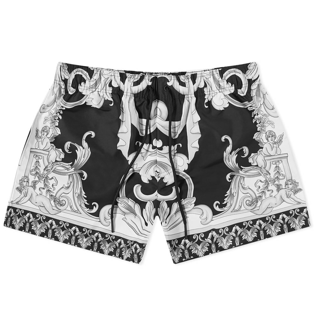 Versace Men's Baroque All Over Swim Short in Black/White Versace