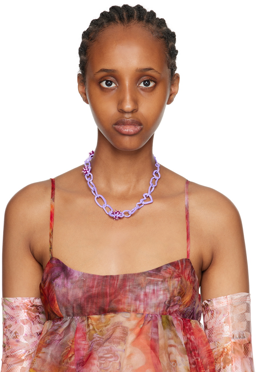Collina Strada Purple Spikeez Crushed Chain Necklace