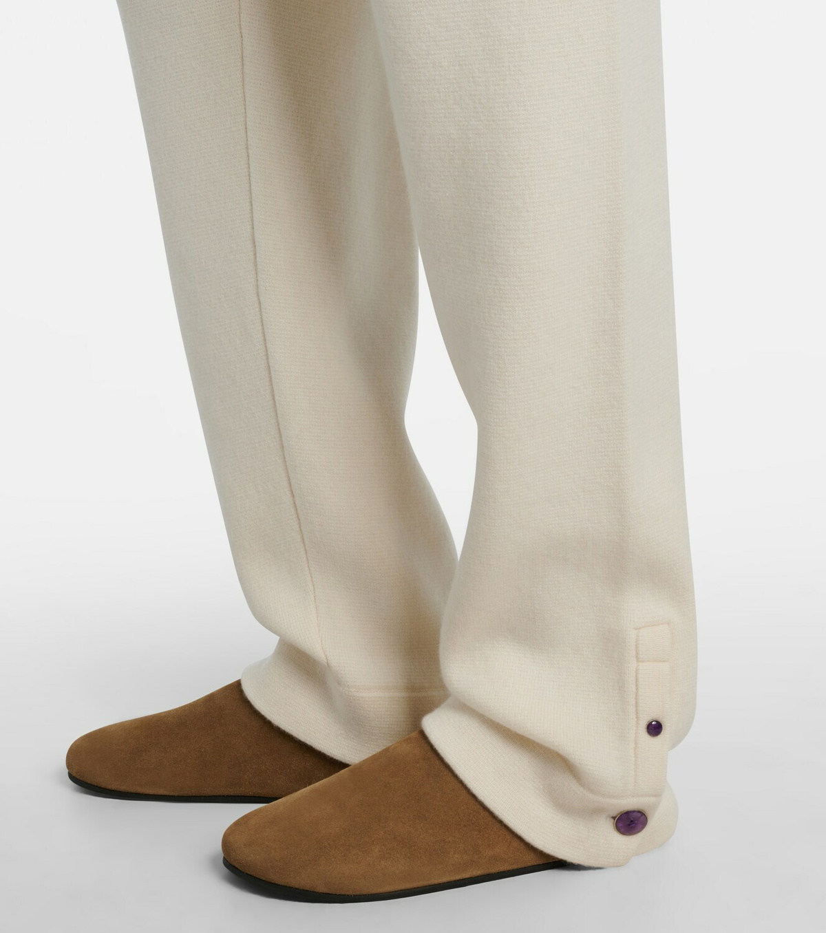 God's True Cashmere Embellished cashmere wide-leg pants