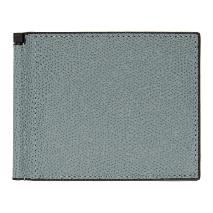 Valextra Blue Simple Grip Spring Wallet