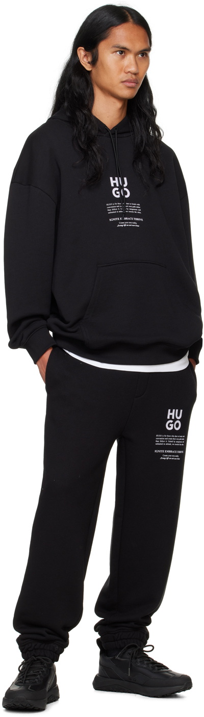 Hugo Black Logo-Bonded Sweatpants