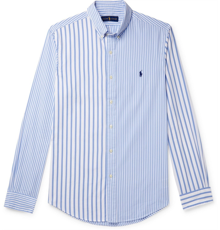 Photo: POLO RALPH LAUREN - Button-Down Collar Striped Cotton-Poplin Shirt - Blue
