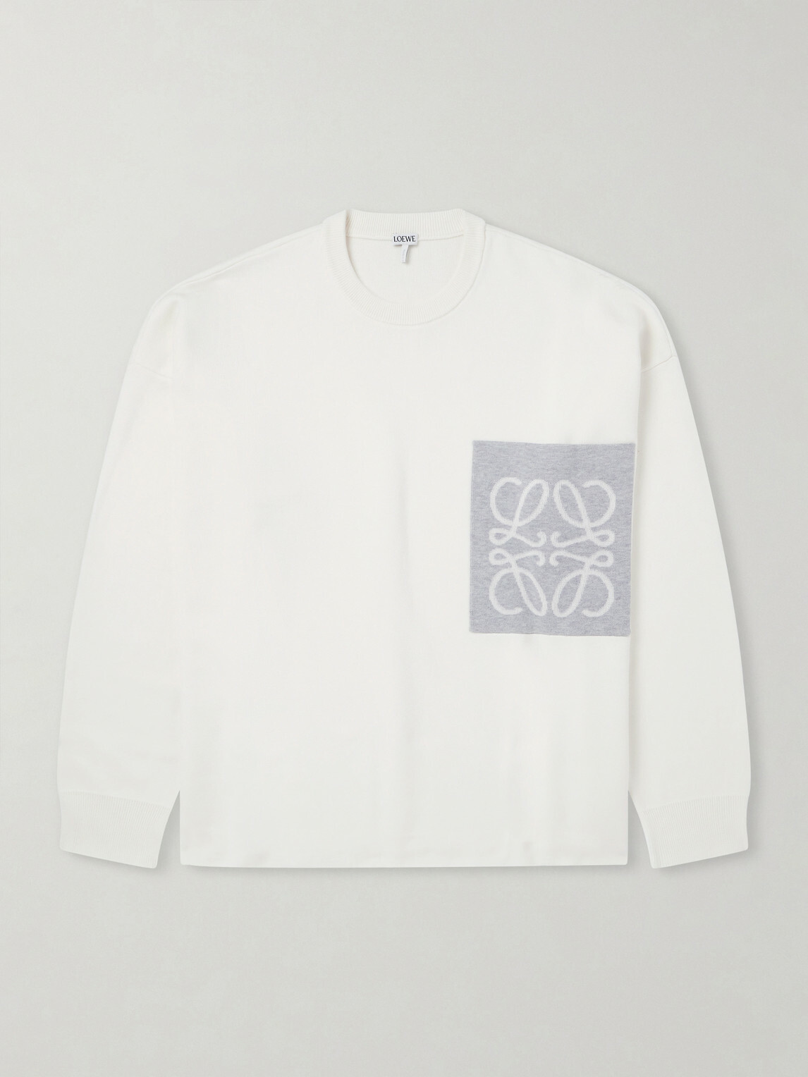 LOEWE - Anagram-Intarsia Knitted Sweater - White