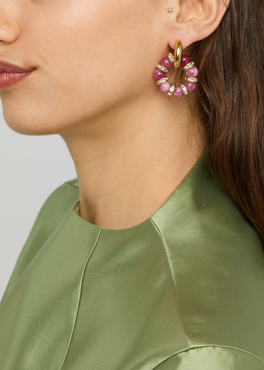 Timeless Pearly Mismatched 24kt Gold-plated Hoop Earrings - Pink - One Size