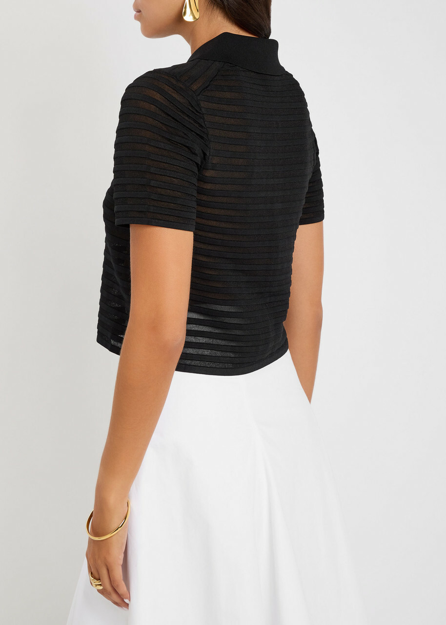 Jonathan Simkhai Larken Ribbed Mesh-knit Cardigan Black