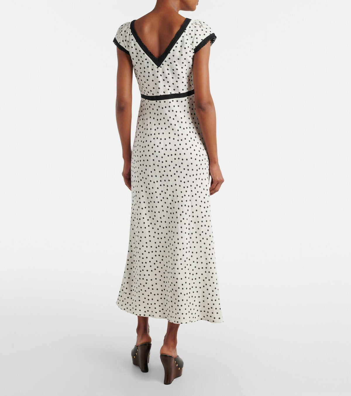 Rixo Iggy polka-dot linen-blend maxi dress