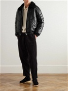 YMC - Kool Herc Shearling-Trimmed Quilted Padded Leather Jacket - Black