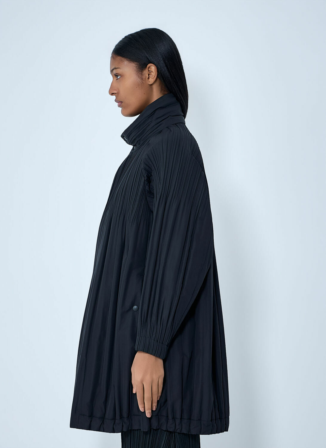 Pleats Please Issey Miyake Pleated High-Neck Coat