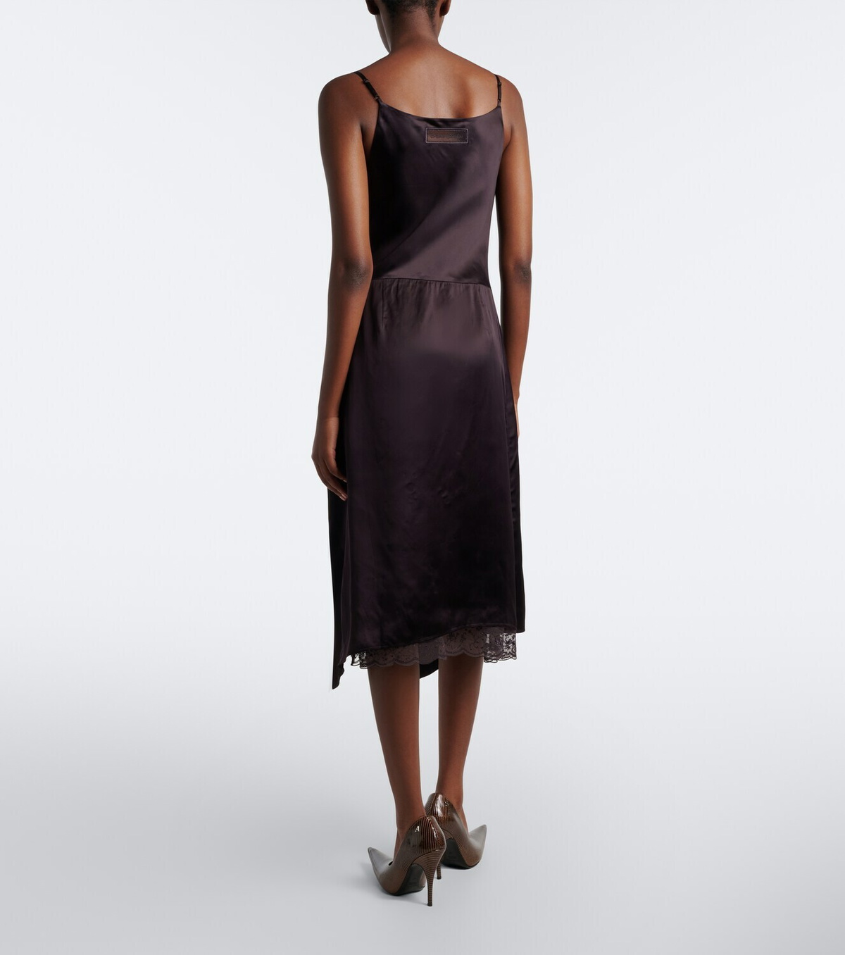 Acne Studios Lace-trimmed satin slip dress