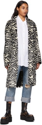 R13 Black & White Faux-Fur Zebra Teddy Bear Coat