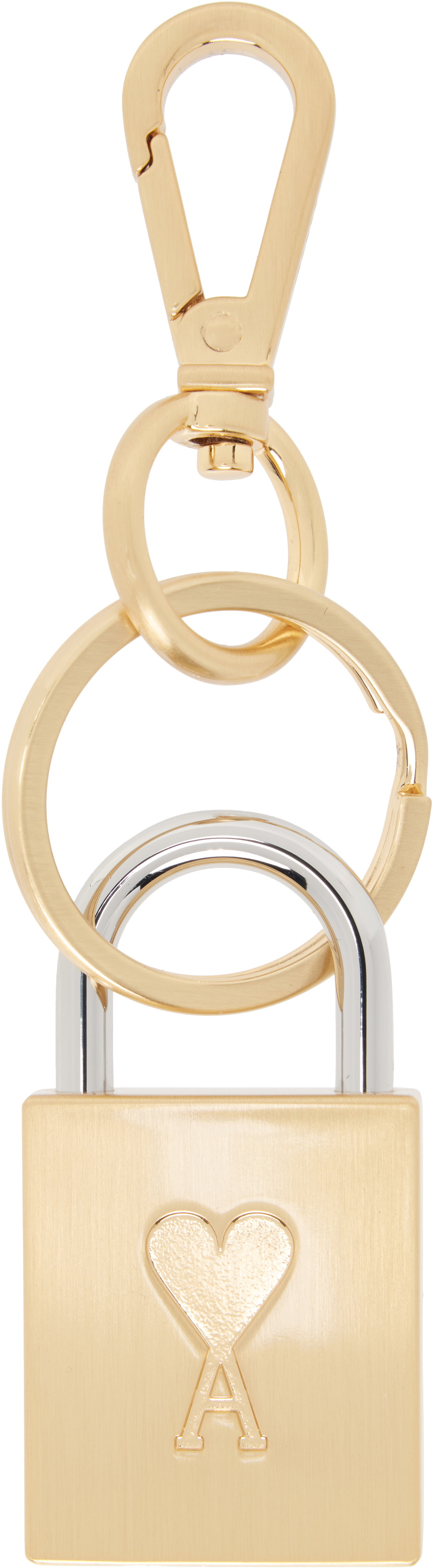 AMI Paris Gold Ami De Coeur Padlock Keychain
