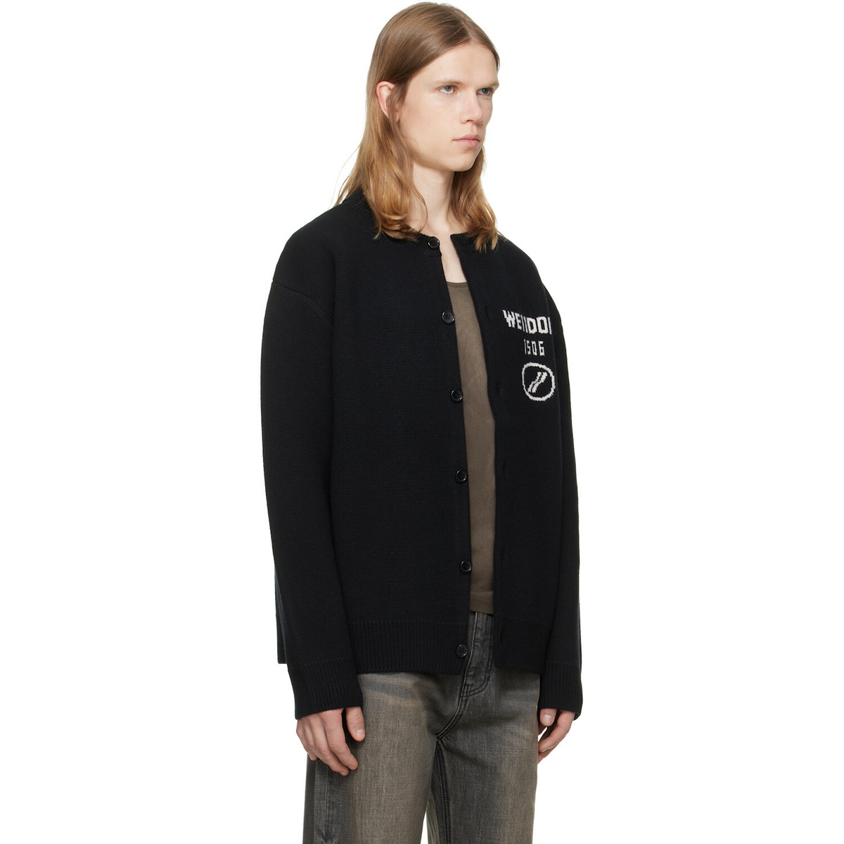 We11done Black Logo Classic Cardigan
