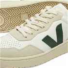 Veja Men's V-90 Organic Leather Sneakers in Extra White/Cyprus