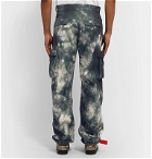 Off-White - Embellished Tie-Dyed Cotton-Ripstop Cargo Trousers - Gray