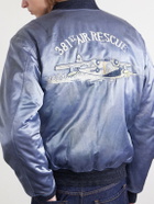 RRL - Embroidered Cotton-Blend Satin Bomber Jacket - Blue
