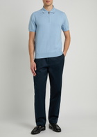Canali Panelled Cotton Polo Light Blue