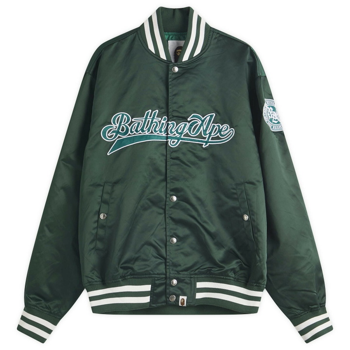 Photo: A Bathing Ape Men's Baseball Varsity Jacket in Green