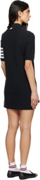 Thom Browne Navy Textured Pique 4-Bar Polo Minidress
