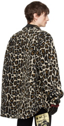 Maison Margiela Black & Beige Leopard Print Jacket