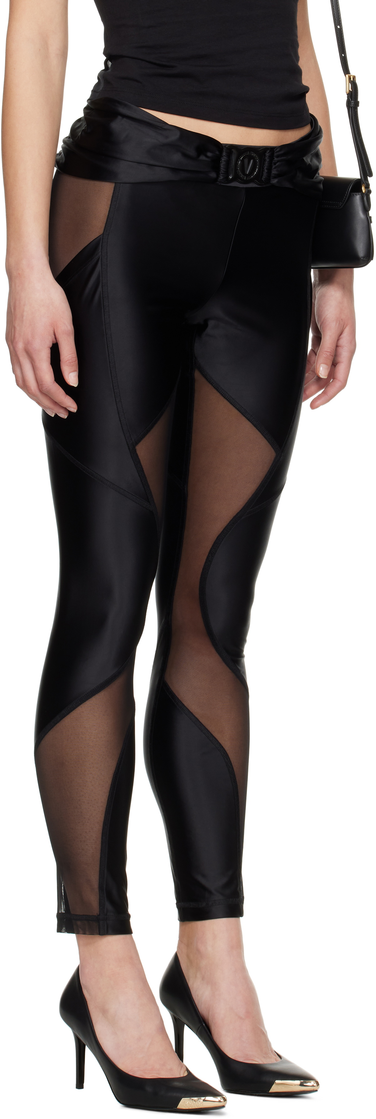 Versace Jeans Couture Black V-Emblem Leggings