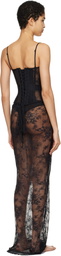 SKIMS Black Ultra Fine Lace Strapless Corset Long Maxi Dress