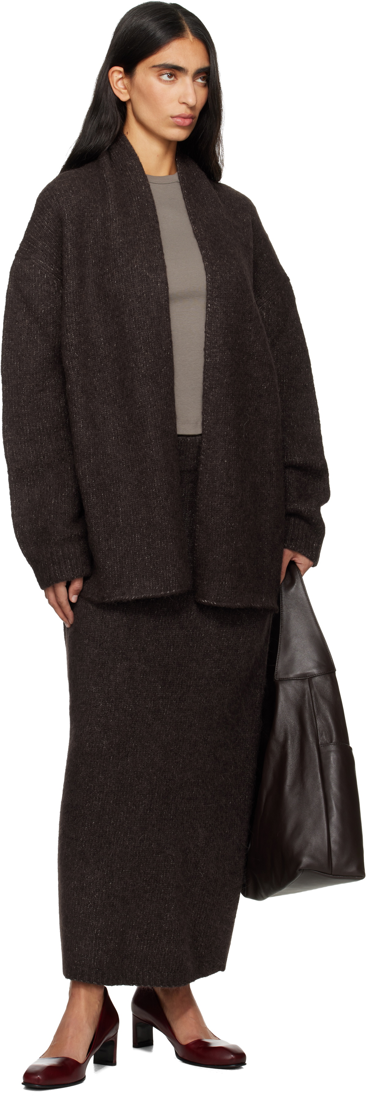 Lauren Manoogian Brown Loft Shawl Cardigan
