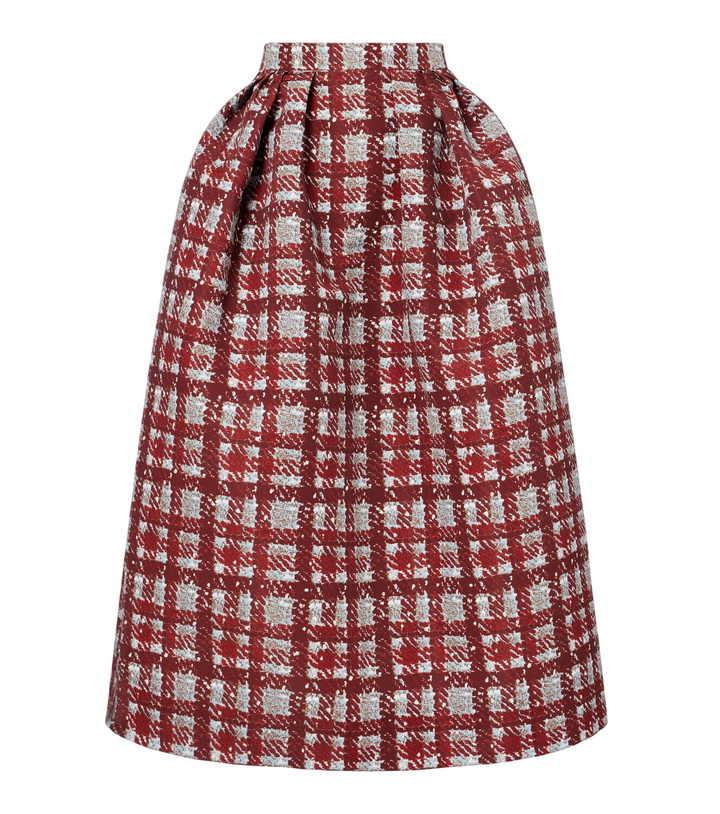 Photo: Oscar de la Renta Plaid faille midi skirt