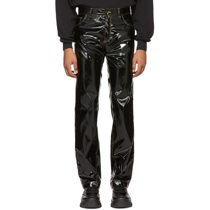Photo: Ottolinger Black Faux-Leather Shiny Basic Jeans