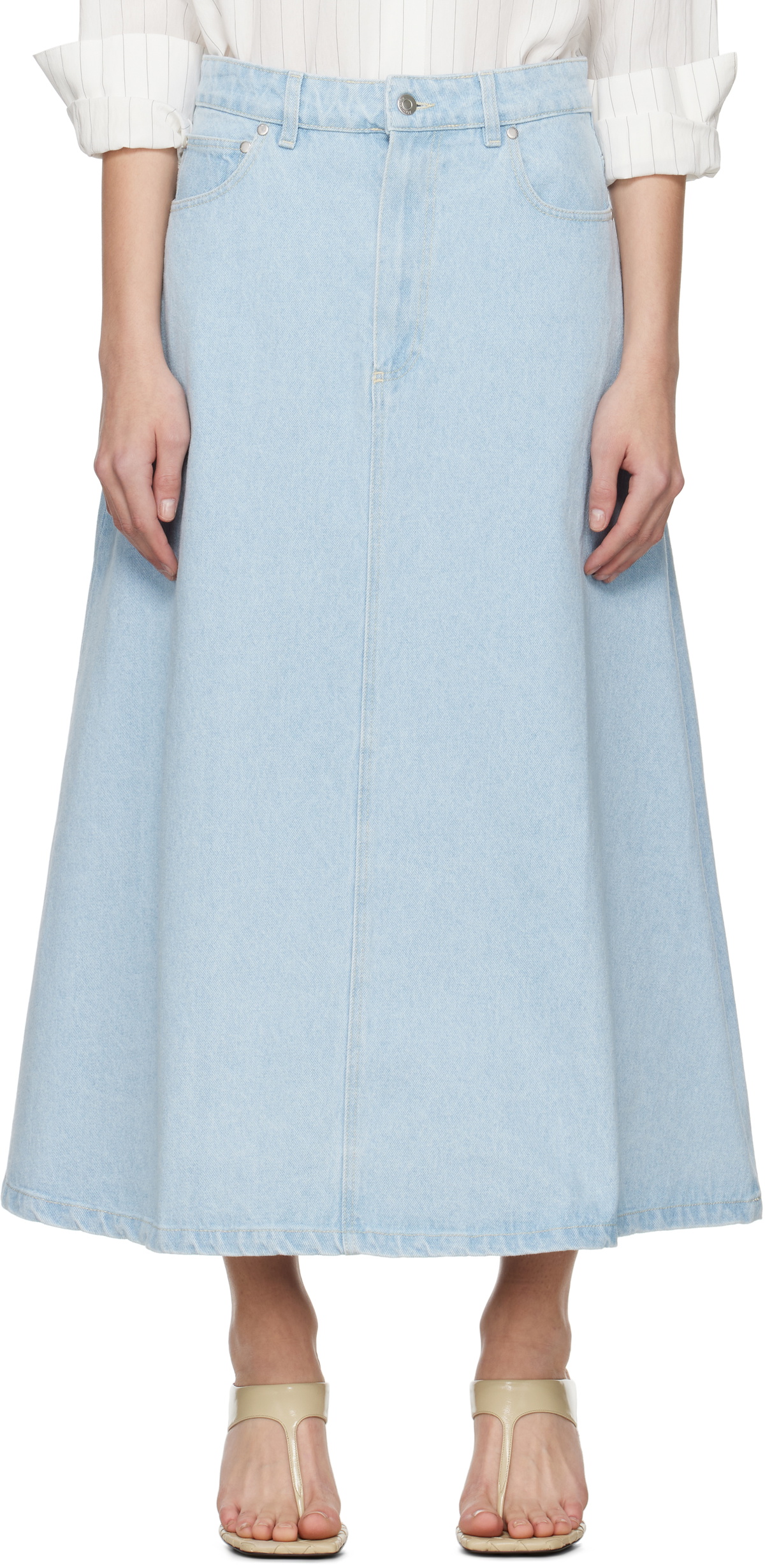 Nanushka Blue Cintia Denim Midi Skirt