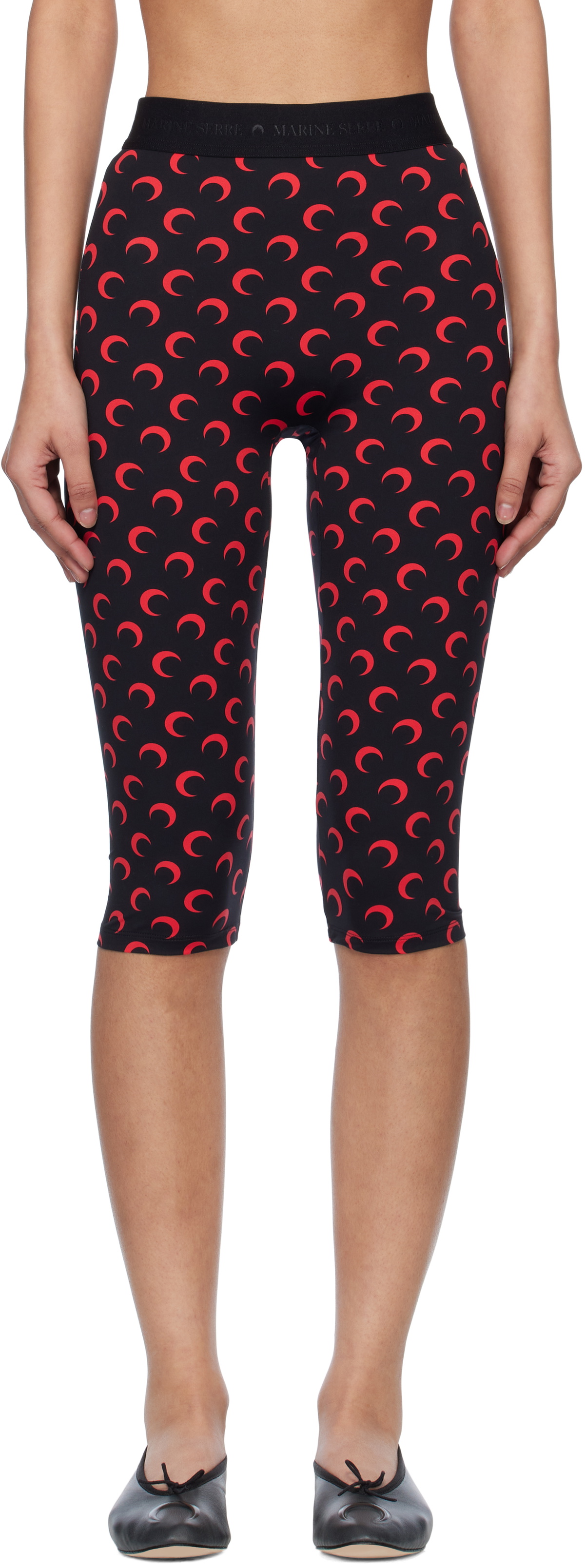 Marine Serre SSENSE Exclusive Black Recycled Moon Jersey Capri Leggings
