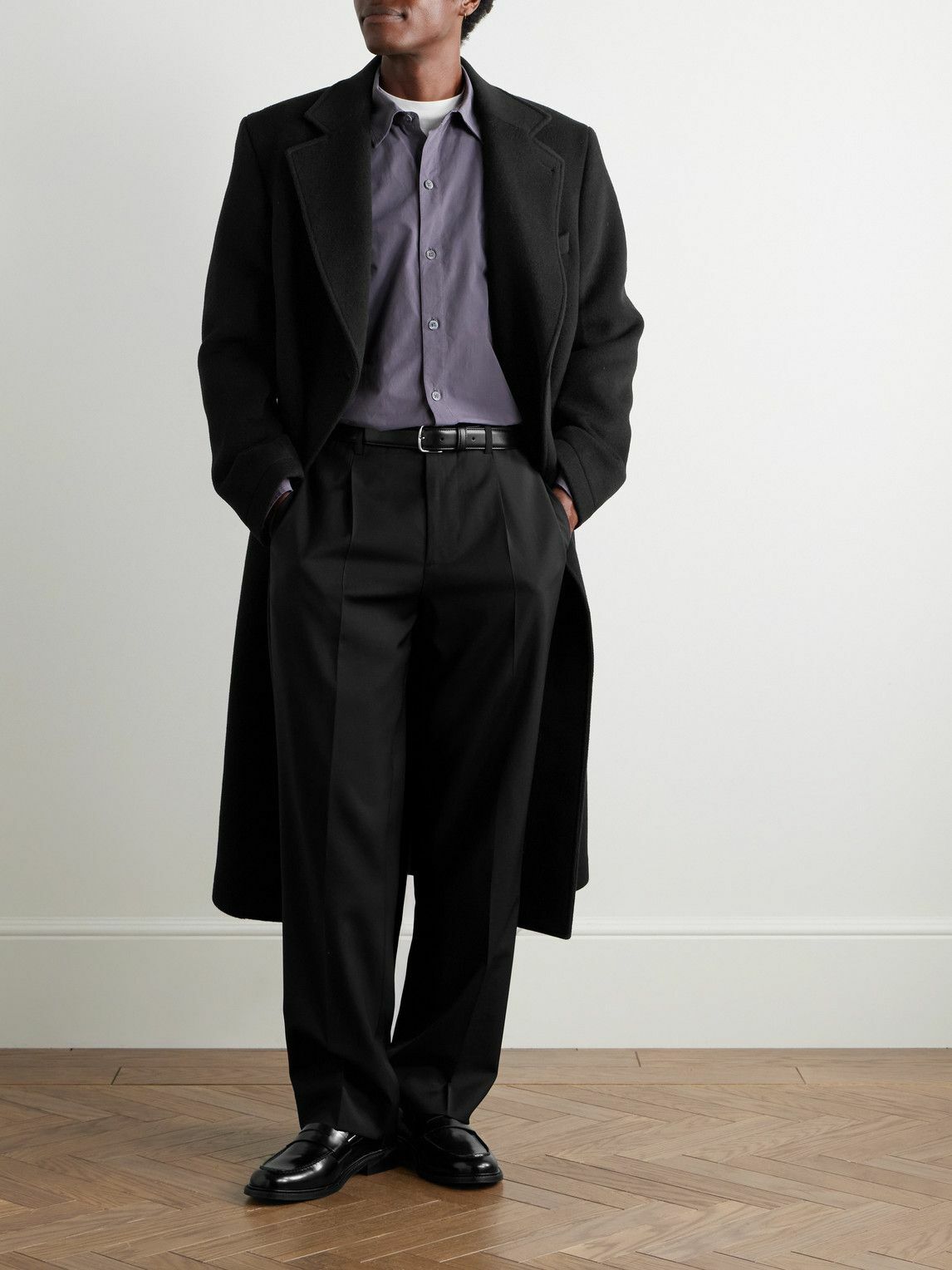 mfpen - Straight-Leg Pleated Wool-Crepe Suit Trousers - Black