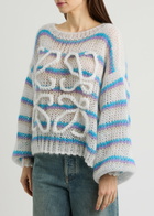 Loewe Anagram Striped Mohair-blend Jumper White