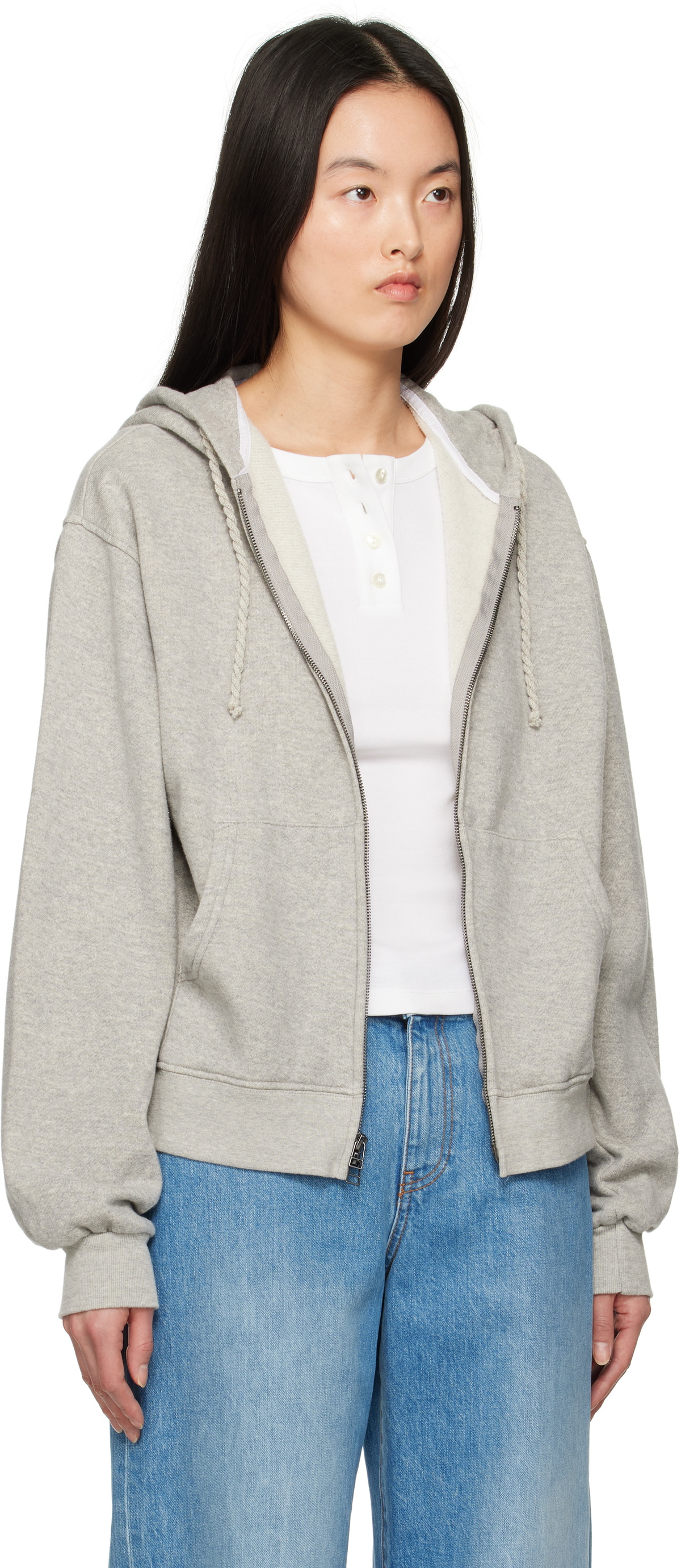 The Elder Statesman Gray Daily Zip Hoodie