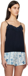 See by Chloé Navy Embroidered Tank Top
