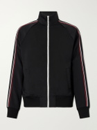 SAINT LAURENT - Logo-Detailed Striped Stretch-Jersey Zip-Up Sweatshirt - Black