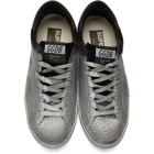 Golden Goose Silver and Black Suede Superstar Sneakers