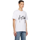 MSGM White New Brush Strokes Logo T-Shirt