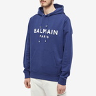 Balmain Men's Paris Logo Hoody in Blue/White