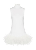 16 Arlington Umiko Feather-trimmed Mini Dress Ivory