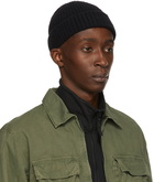 Stone Island Black Soft Cotton Beanie