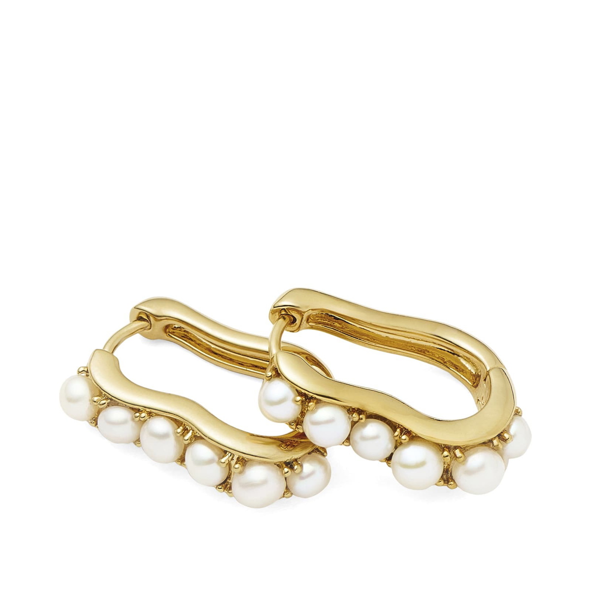 Missoma Women's Pearl Wave Hoop Earrings in Gold