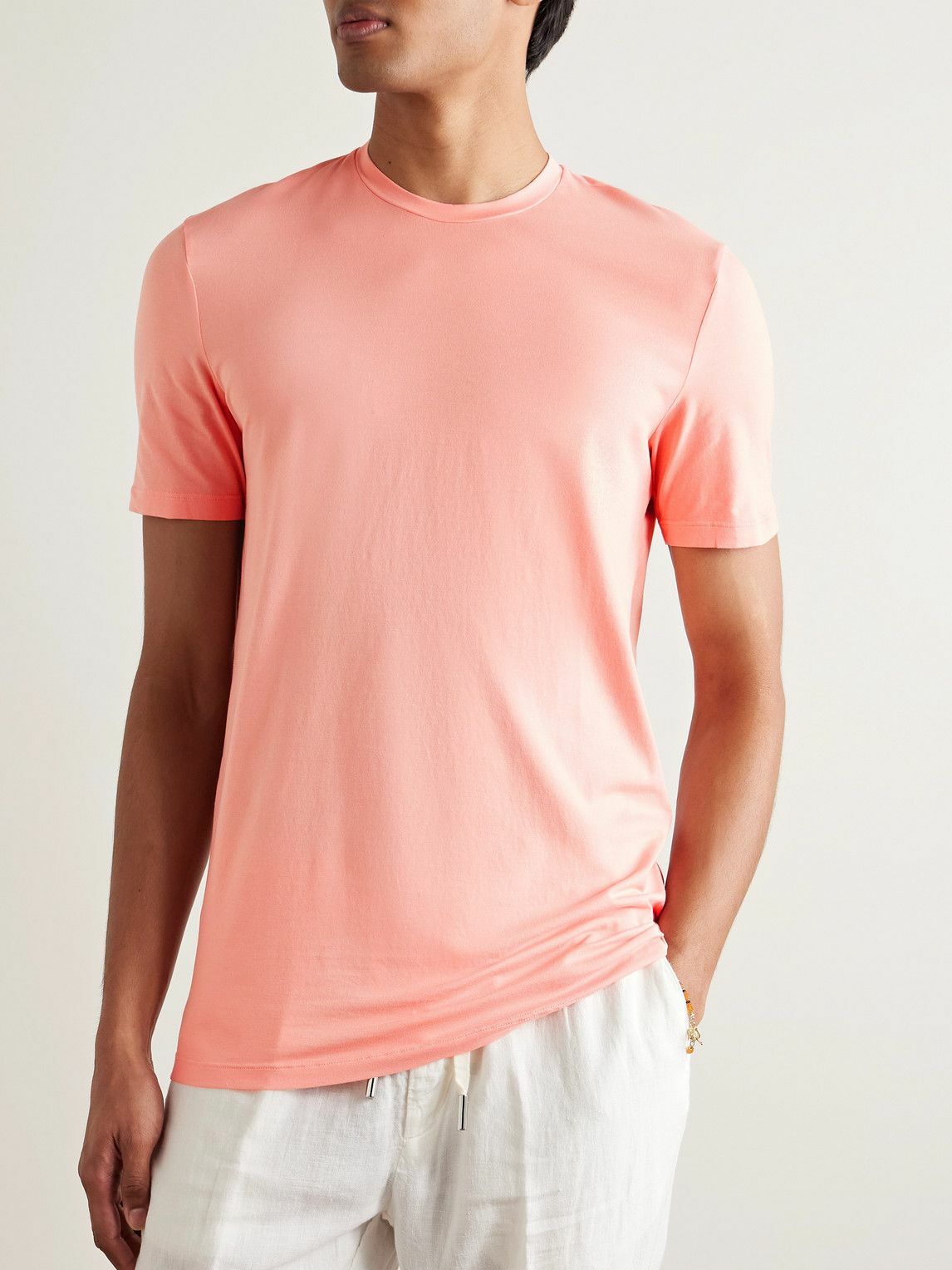 Altea - Lewis Slim-Fit Stretch-Cotton Jersey T-Shirt - Orange