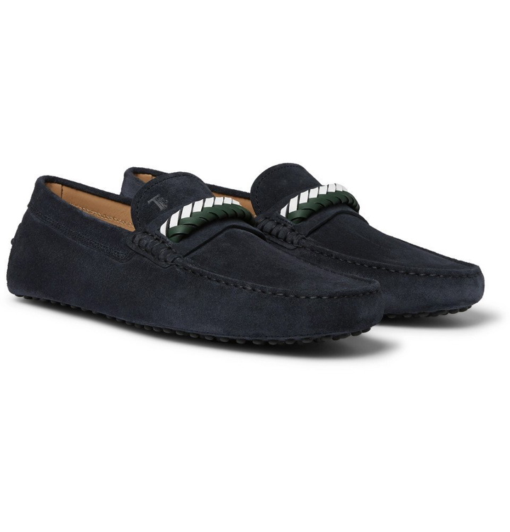 Photo: Tod's - Gommino Leather-Trimmed Suede Driving Shoes - Men - Navy